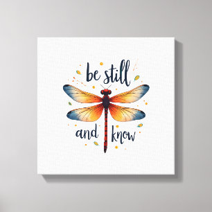 Toile Soyez calme et connaissez Floral Dragonfly Christi