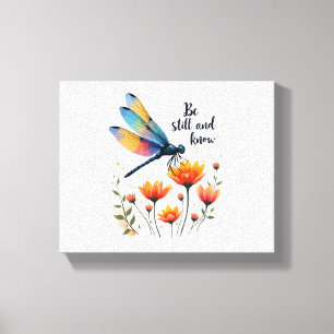 Toile Soyez calme et connaître Floral Dragonfly Christia