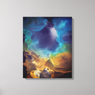 Toile Space Nebula bleu jaune Alcool art