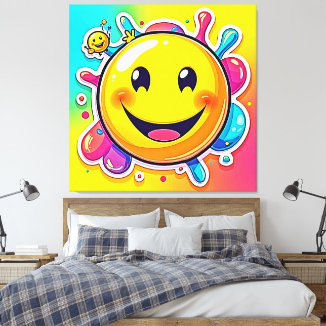 Toile Splashy Happy Emoji Fun (Insitu(Chambre))