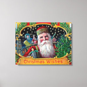 Toile St. Nick victorien avec des étoiles d'or et des jo