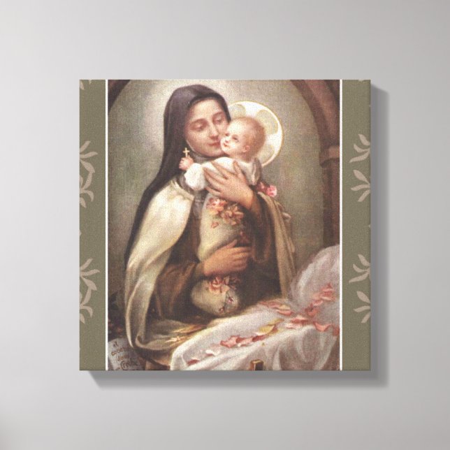 Toile St Therese Baby Jesus Manger Roses roses roses (Recto)