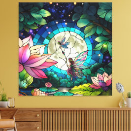Toile Stained Glass Little Fairy With Dragonfly