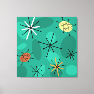 Toile Starbursts Spoutnik du milieu du siècle Turquoise
