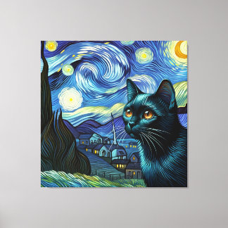 Toile Starry Bombay Portrait de chat - Portrait pour ani
