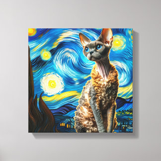 Toile Starry Devon Rex Portrait de chat - Portrait pour