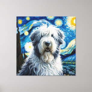 Toile Starry Old English Sheepdog Portrait