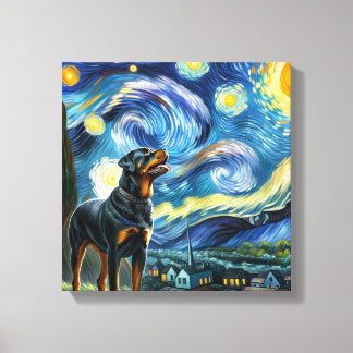 Toile Starry Rottweiler Portrait de chien - Portrait de