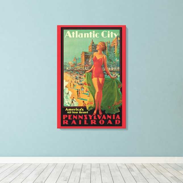 Toile Station balnéaire d'Atlantic City, voyage en train (Insitu (Plancher de Bois))
