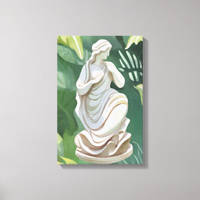 Toile Statue romaine | Aquarelle peinture botanique (Recto)
