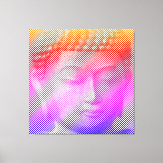 Toile Statue Visage Bouddha Colorée Formée Par Lignes
