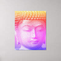 Statue Visage Bouddha Colorée Formée Par Lignes