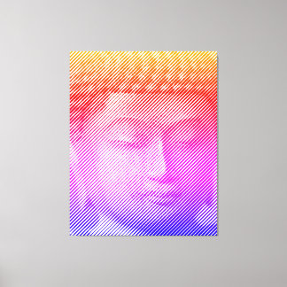 Toile Statue Visage Bouddha Colorée Formée Par Lignes