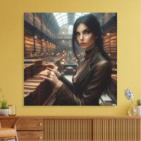 Steampunk Vintage Victorian Lady Librairie