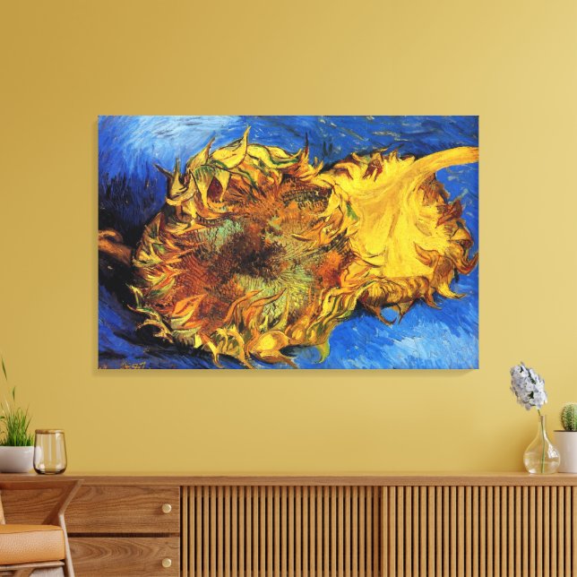 Toile Still Life Two Cut Sunflowers par Vincent van Gogh (Insitu(Salon))
