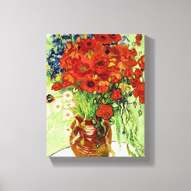 Toile Still Life, Vase with Daisies and Poppies (1890) (Recto)
