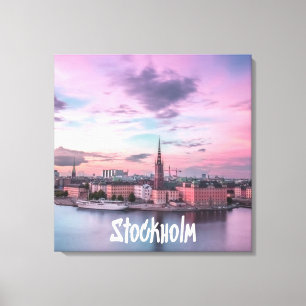 Toile Stockholm Capital of Sweden Night Skyline
