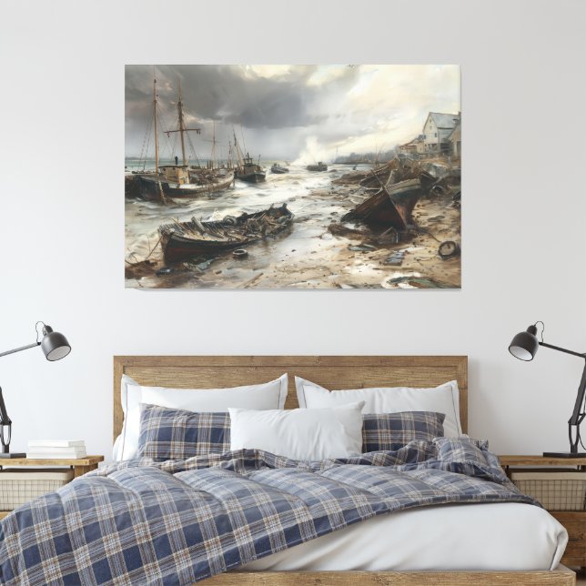Toile Storm's Wake : Wrecked Fishing Boats Art (Insitu(Chambre))