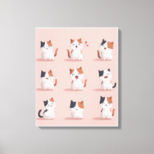 Toile Stretched Canvas Print of a cat smiling happily (Recto)