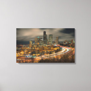 Toile Stries claires des voitures la nuit