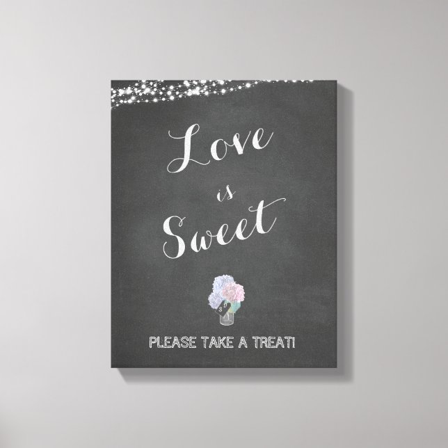 Toile String Lights Mason Jar Chalkboard LOVE est SWEET (Recto)