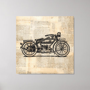 Toile Style de texte du journal d'art de moto vintage