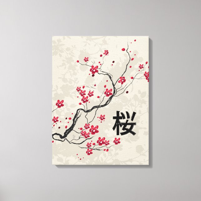 Toile Style oriental Sakura Cherry Blossom Art (Recto)