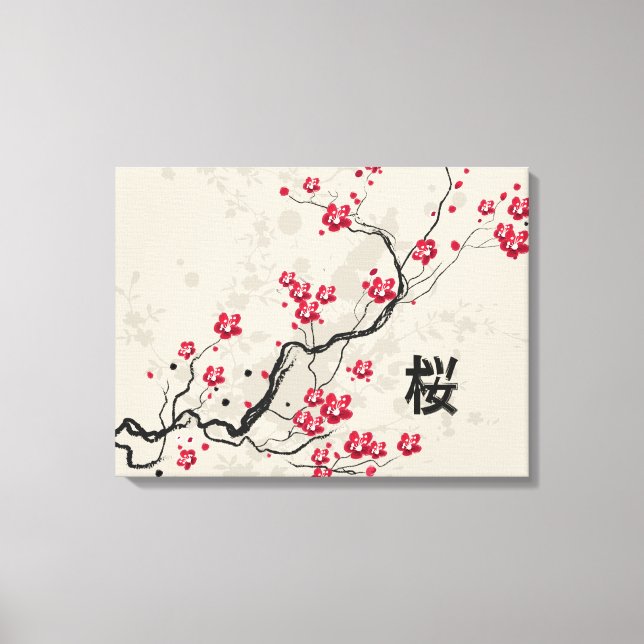 Toile Style oriental Sakura Cherry Blossom Art (Recto)