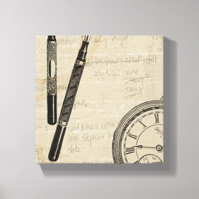 Toile Stylos de fontaine et Watchface avec des notes (Recto)