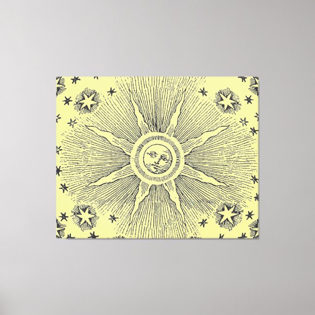 Toile Sun Stars Antique Nuit Ciel Médiéval Zodiac (Recto)