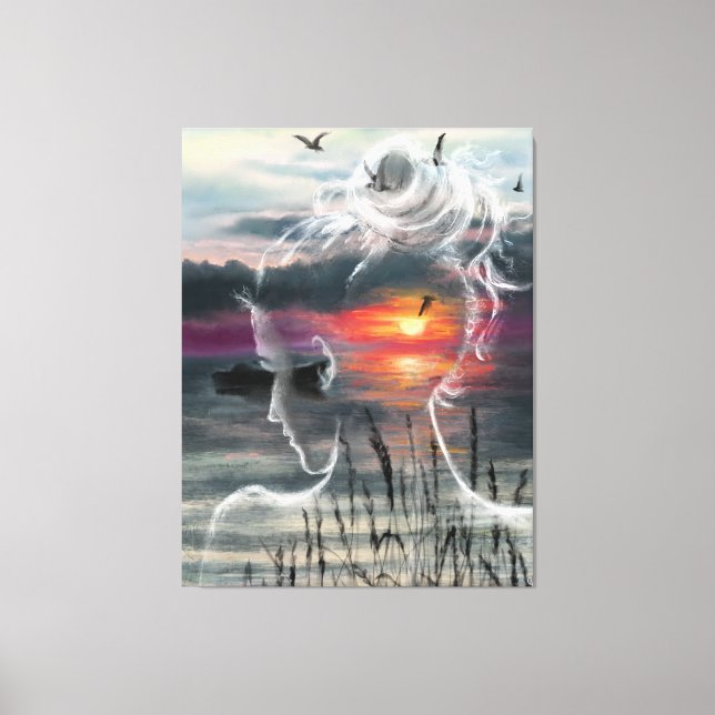 Toile Sunrise Lady - Nature - Peinture d'art originale (Recto)