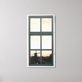 Toile Sunrise Paysage Moulin à vent Faux Fenêtre Vue