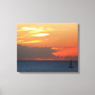 Toile Sunset Clouds and Sailboat Seascape