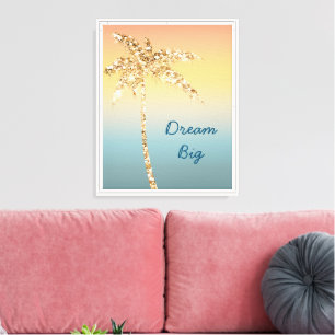 Toile Sunset Sky Gold Parties scintillant Palm Tree