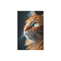 Superbe Chat Roux Fluffy de Profil - Yeux Bleus