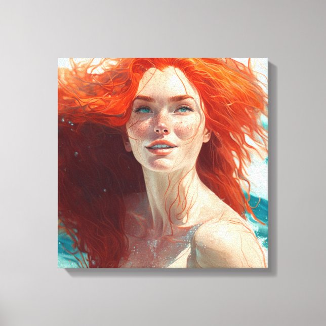 Toile Superbe Tête de Rouge émergente de l'eau (Recto)