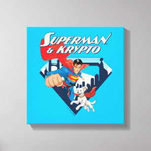 Toile Superman & Krypto Soar