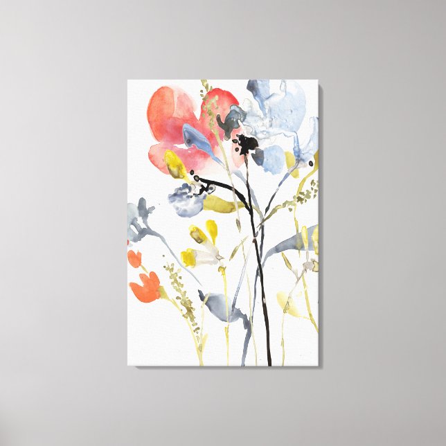 Toile Superposition de fleurs - Aquarelle Fleurs pastel (Recto)