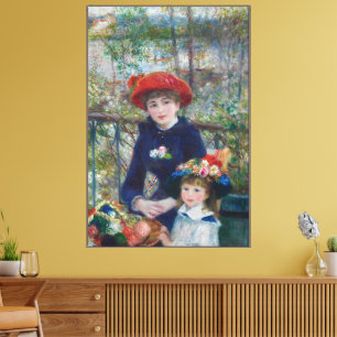 Toile Sur la terrasse, portrait impressionniste, Renoir