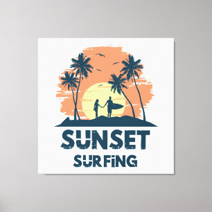 Toile Surf - Surf au coucher du soleil 