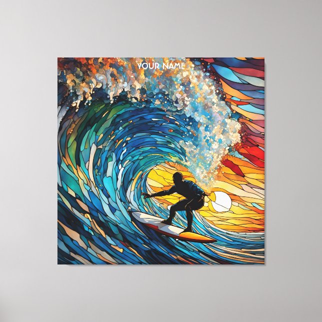Toile Surfeur en Verre Satiné Cute Imaginaire (Recto)
