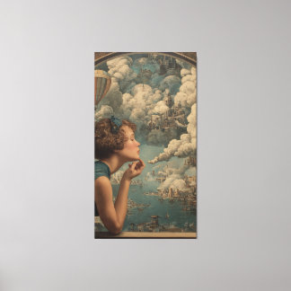 Toile Surreal Digital Wall Art Abstract Vintage Illustra