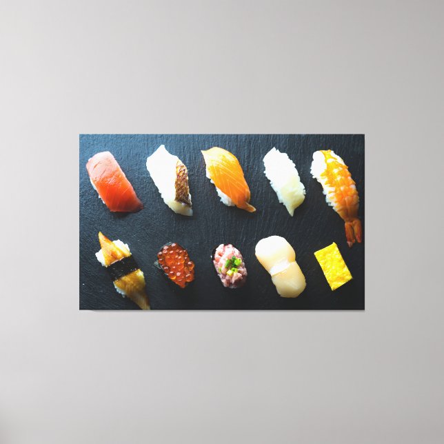 Toile Sushi Symphony on Slate - Canvas Art (Recto)