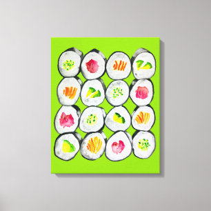 Toile Sushi Time aquarelle wasabi