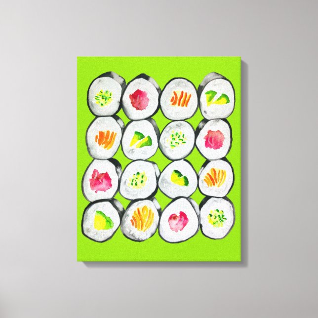 Toile Sushi Time aquarelle wasabi (Recto)