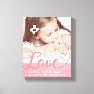 Toile Sweet Love Baby Girl Faire-part de naissance