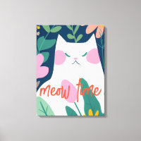 "Sweet Meow Time" Chat blanc Abstrait