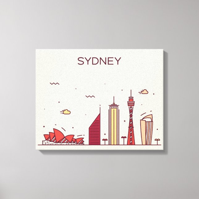 Toile Sydney, Australie | Doodle Skyline (Recto)