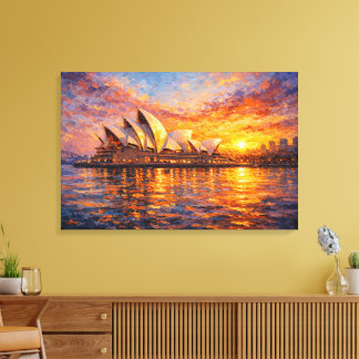 Toile Sydney Opera House Sunset Knife Oil Painting