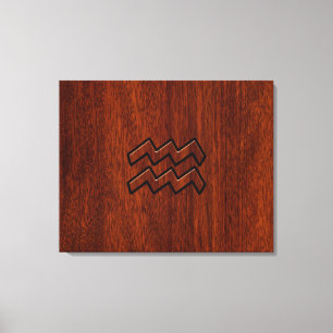 Toile Symbole Aquarius Zodiac Style acajou